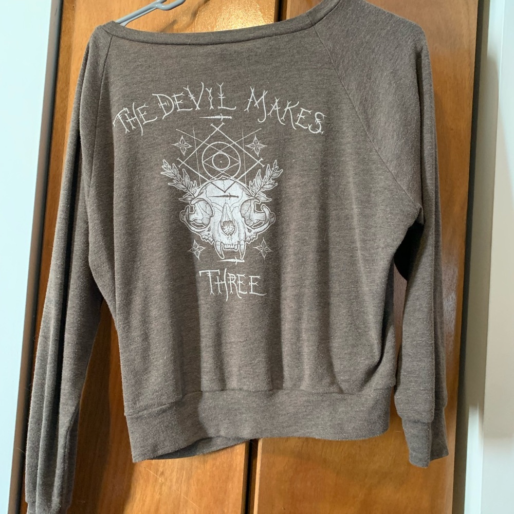 The devil makes three cat skull band long sleeve shirt American apparel
